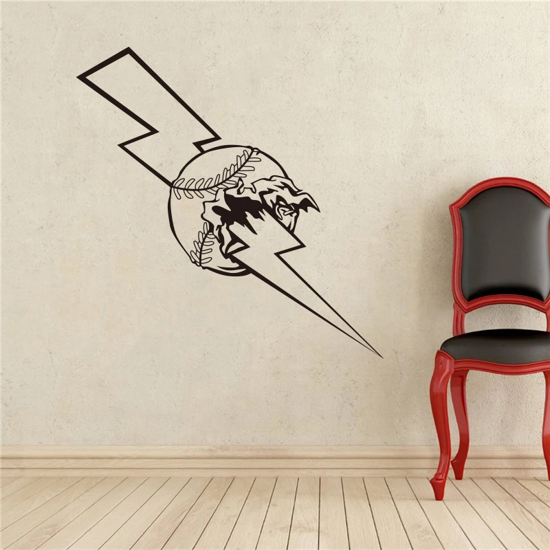 Молния болт бейсбольная Настенная Наклейка фотообои дизайн # T384|baseball wall sticker|designer