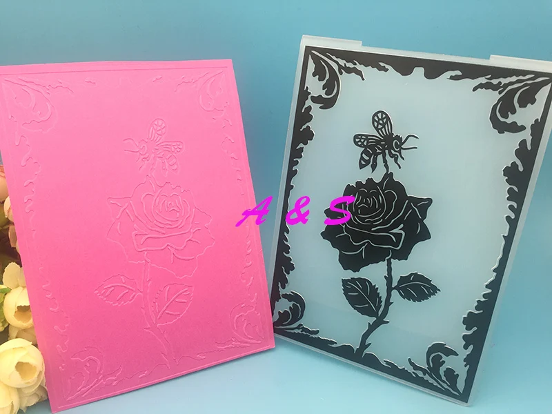 Роза и Медоносная пчела бумажная карта пластиковая тисненая папка для DIY