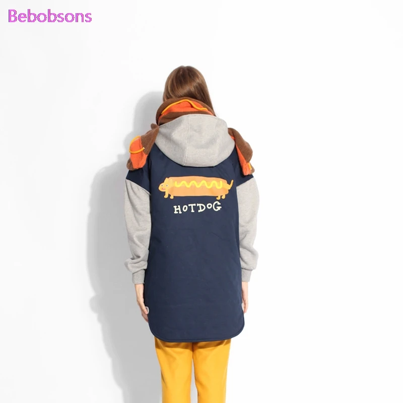 Женская теплая куртка с капюшоном длинная свободная парка хлопковой подкладкой