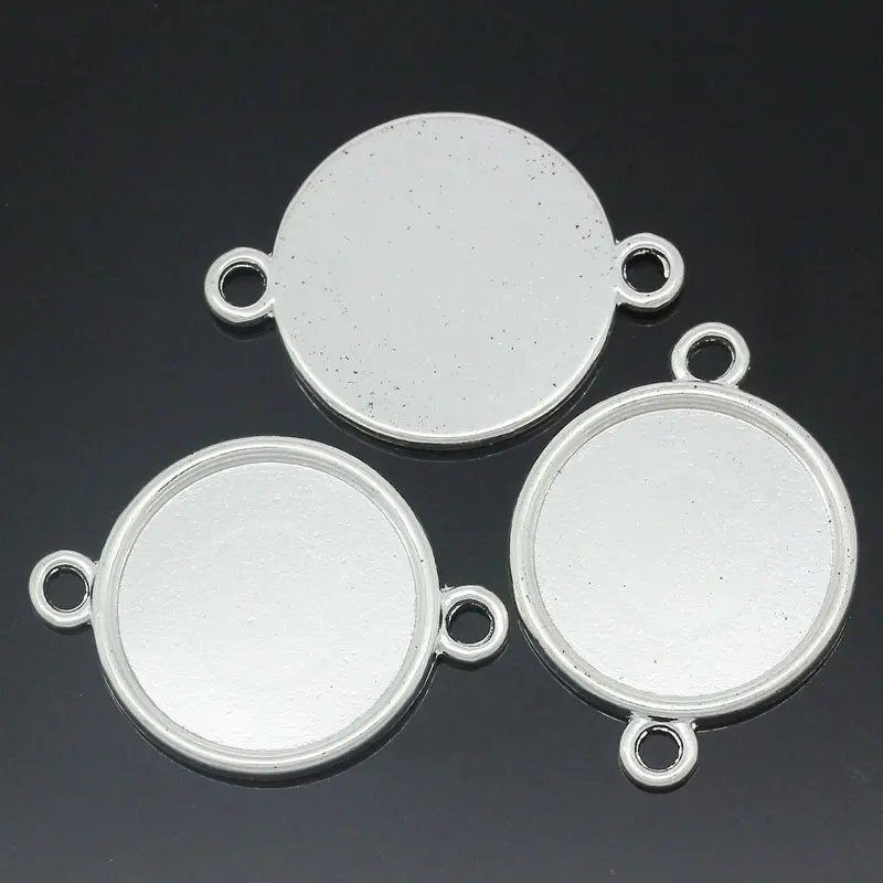 DoreenBeads Connectors Findings Round silver color Plated Cabochon Setting(Fits 20mm Dia) 3.2x2.4cm 3PCs | Украшения и аксессуары