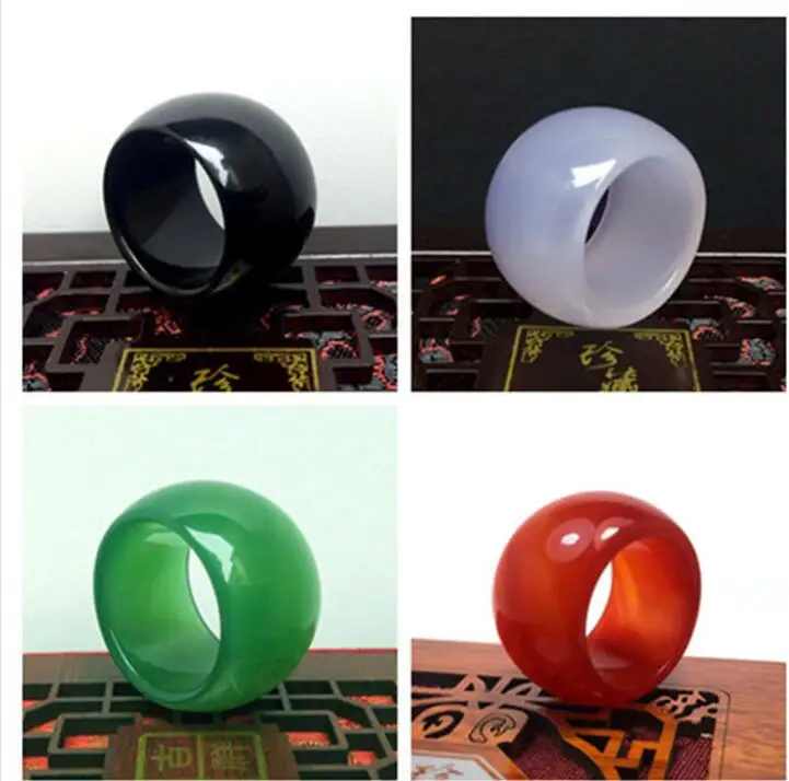 Кольцо из натурального агата халцедона нефрита мужские кольца красные черные