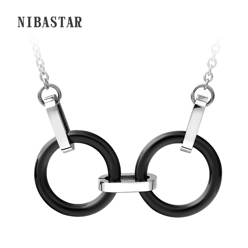 Новое черное двойное круглое ожерелье с подвеской Женская Цепочка Из