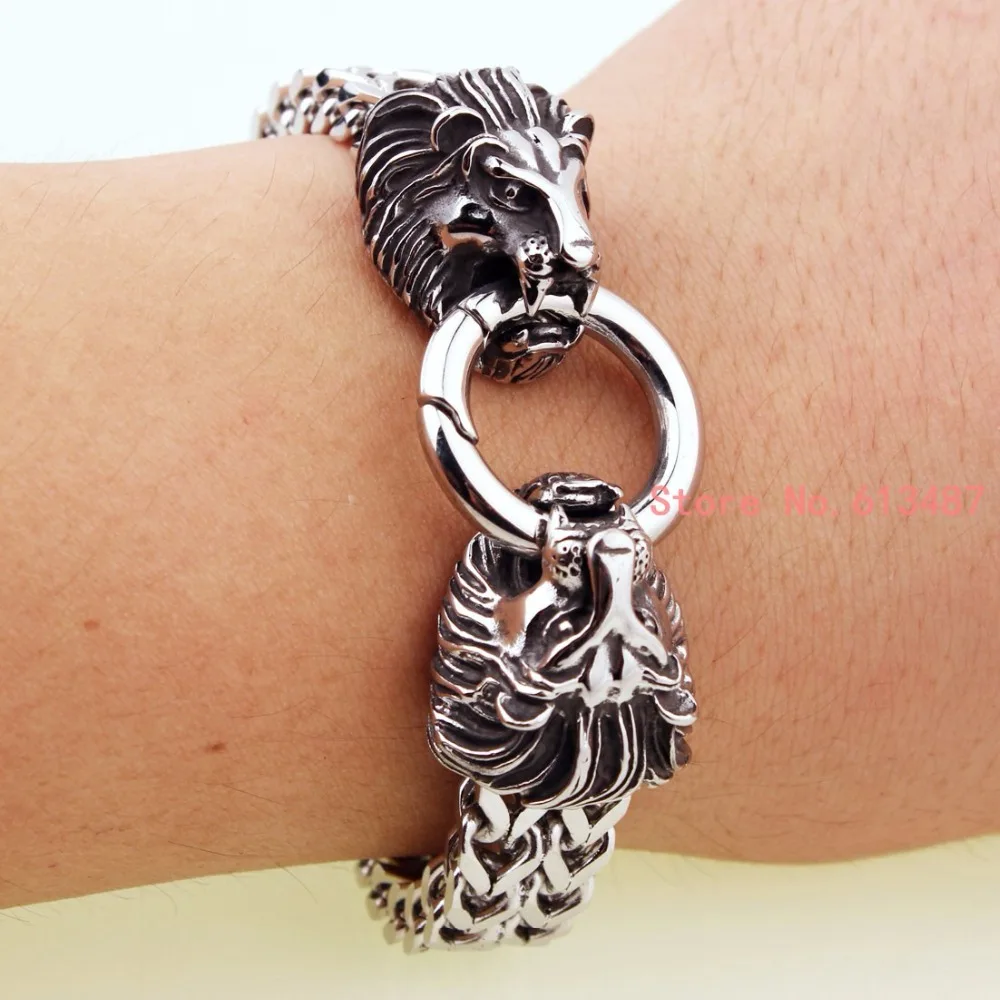 Silver Color Stainless Steel Wolf Head Shape Bracelet Bangle for Men Fashion Jewelry Free Shipping | Украшения и аксессуары