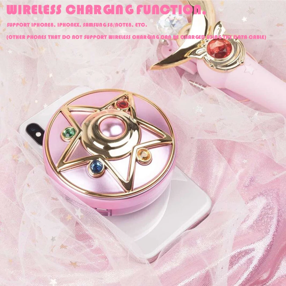 Аниме Captor Sailor Moon Crystal Star 8000 мАч Зарядное устройство с зеркалом и светильник с поддержкой беспроводной зарядки
