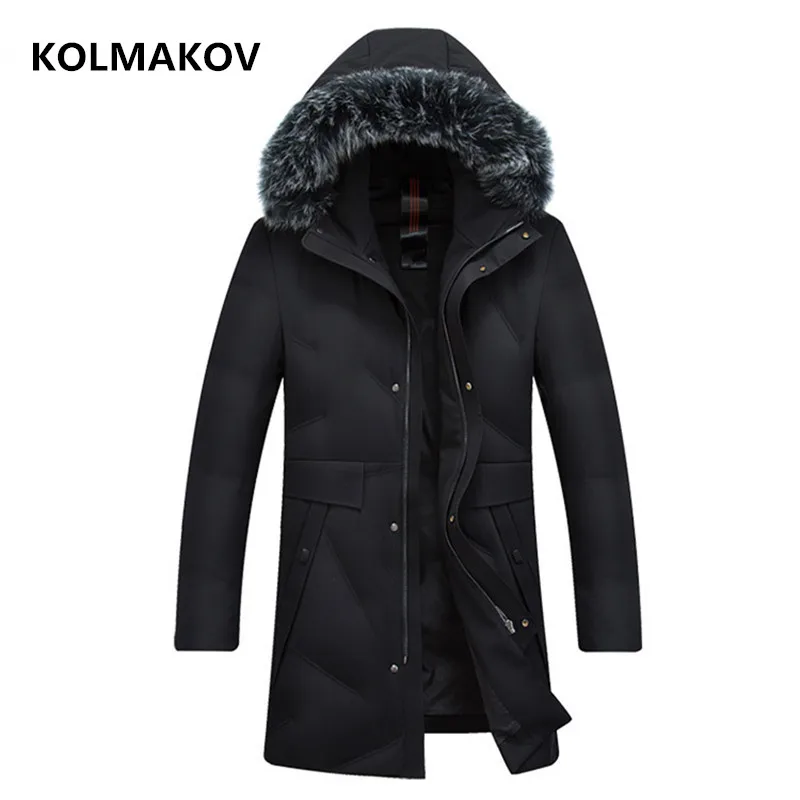 2018 зимняя мужская модная повседневная куртка с капюшоном на 90% белом утином пуху