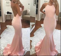 2019 elegant african american black girls backless prom dress long mermaid pink long simple evening dresses prom gowns