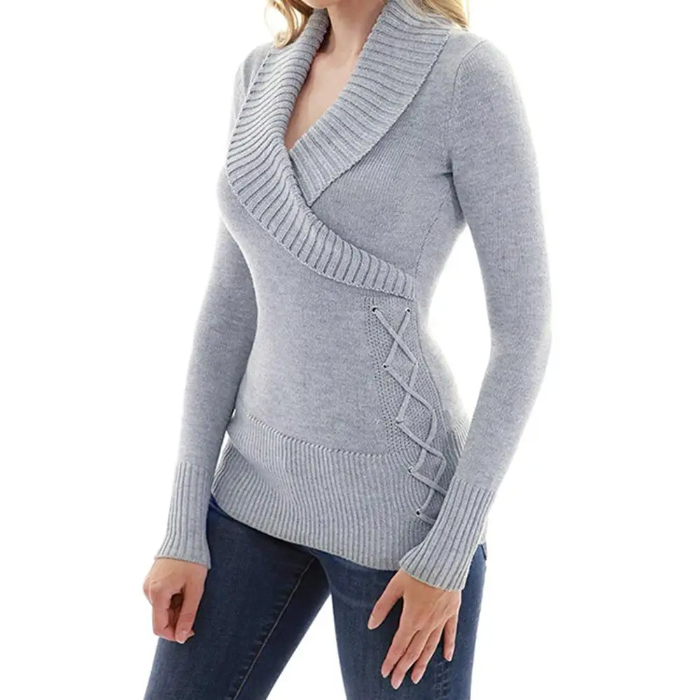 Silver Весна-Осень, модная рубашка, топы, Blusas Feminina, женская накидка, спереди, крест, v-образный вырез, длинный рукав, джемпер, топы, корейский стиль, Modis - Цвет: Silver