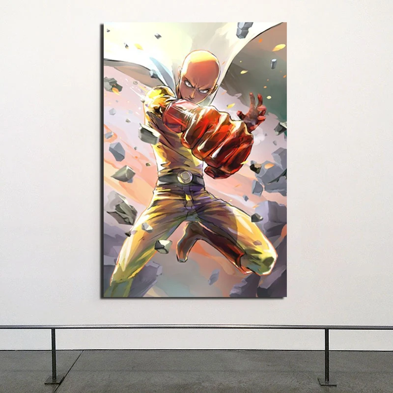 Короткая футболка с героями из японского аниме «Cool One Punch Man напечатанная Картина на холсте Гостиная украшения дома Современные настенные Арт постеры с масляной живописью изображение