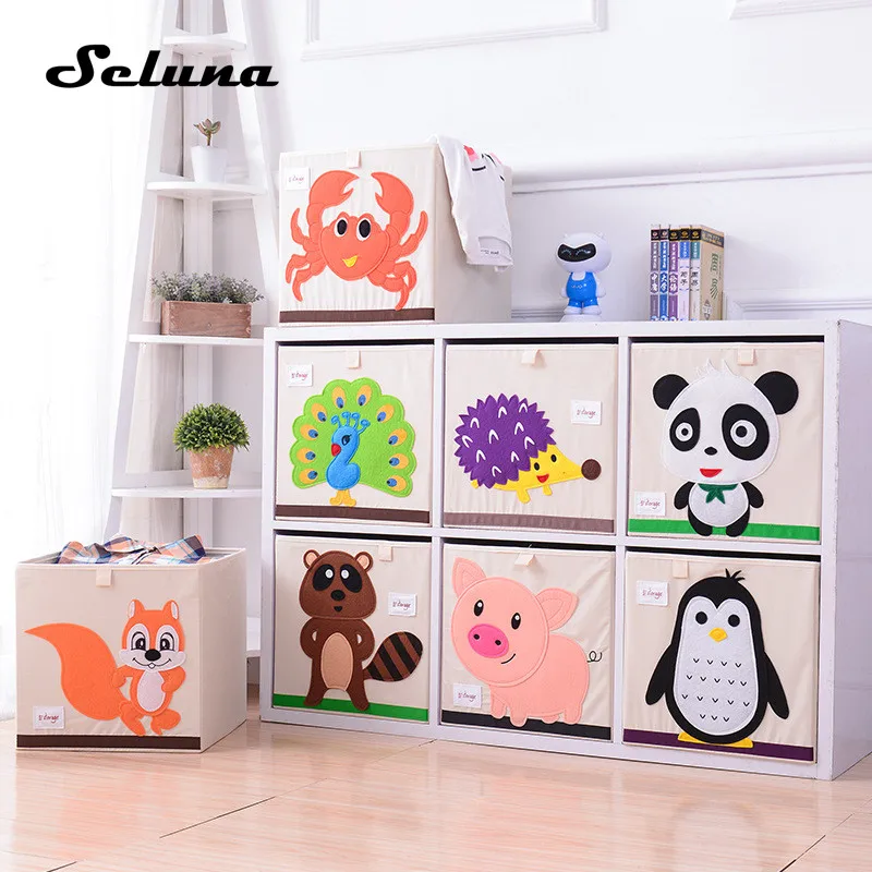 Seluna мультфильм складной ящик для хранения креативные детские игрушки Одежда разное Органайзер милые животные корзина с крышкой для детей