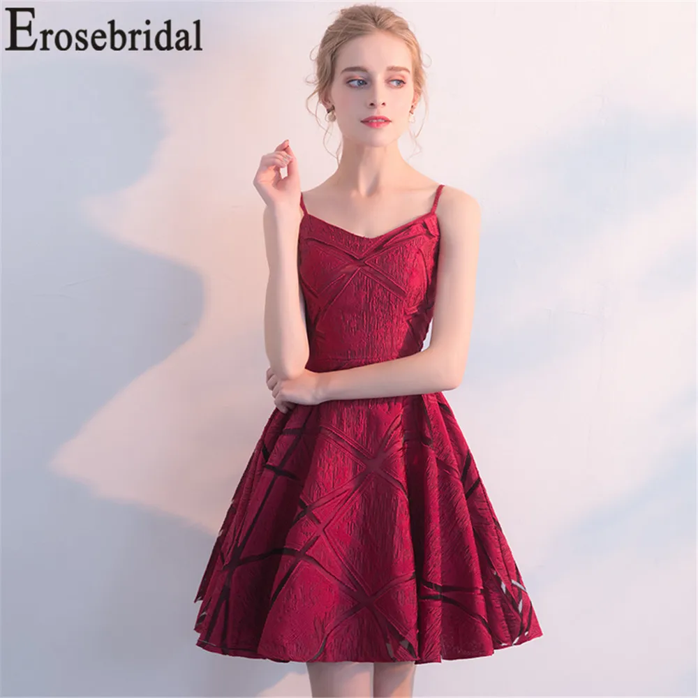 Erosebridal Короткие платье для выпускного вечера красный, серый Формальные Для женщин праздничная одежда ультра мягкой ткани Уникальный дизайн шеи - Цвет: Style 1 for Red