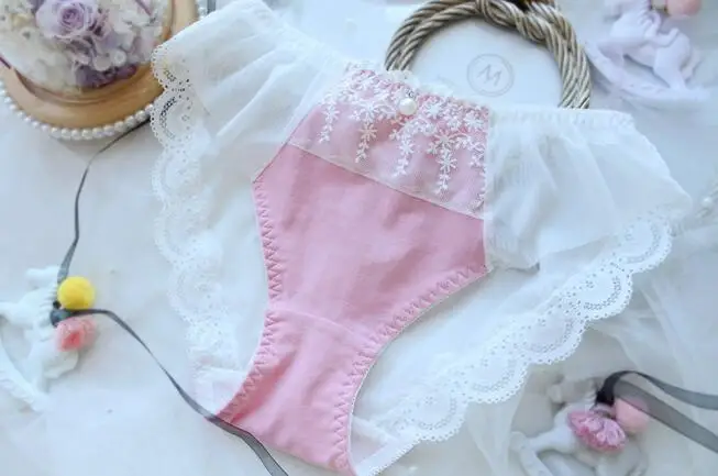 Hot Pink Настоящая фотография, Размеры M, L, XL, большие размеры, 3L, милые кружевные трусики с вышивкой в стиле Лолиты, нижнее белье, трусики-стринги WP497 - Цвет: Hot Pink