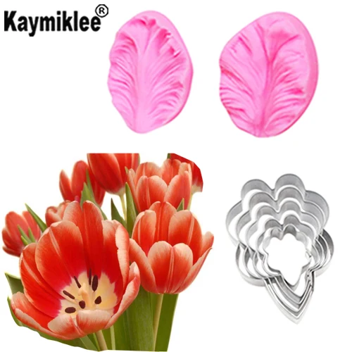 

Peony Flower Petal Cutter Veiners Silicone Molds Fondant Sugarcraft Gumpaste Clay Water Paper Cake Decorating Tools CS172