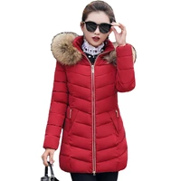 winter warm down jackets women long parka hooded coat fake raccoon large fur collar lady cotton padded outerwear plus size 6xl