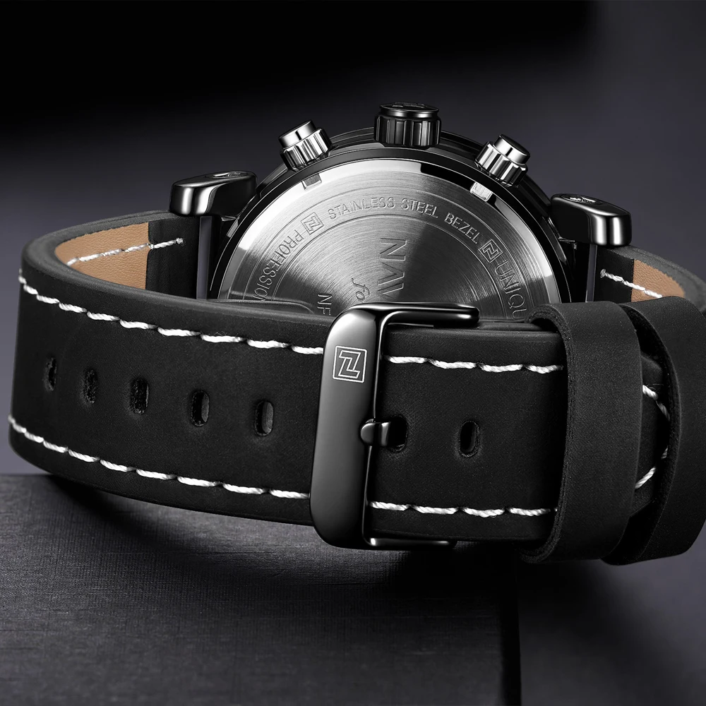 Часы NAVIFORCE аналоговые цифровые спортивные водонепроницаемые кожаные армейские