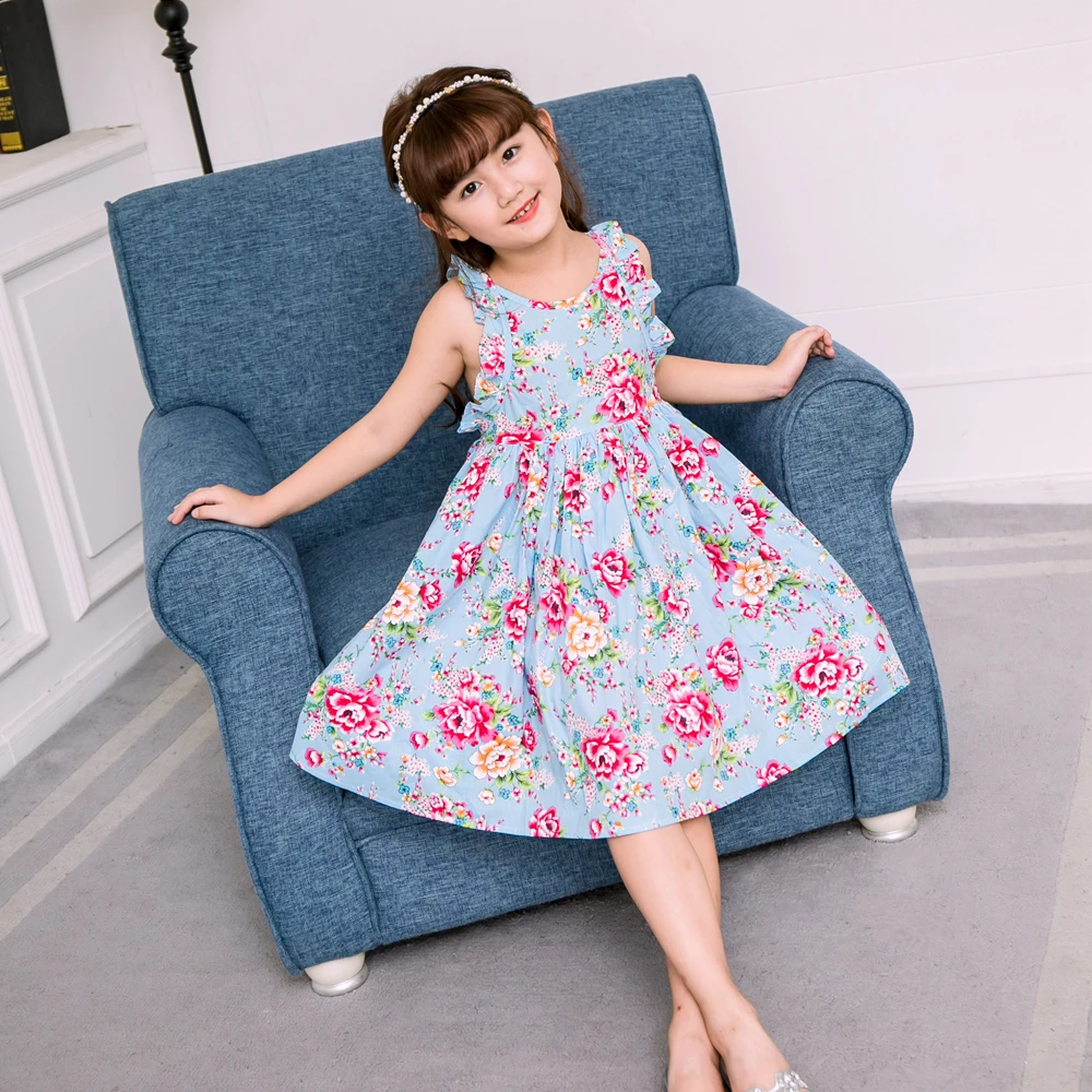 NEAT Baby Girl Dress Brand Summer Beach Style Floral Print Party Backless Dresses For Vintage Toddler Clothing 2-10Yrs | Детская одежда