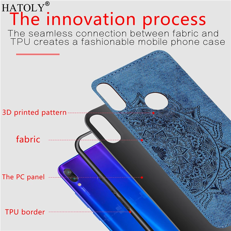 Чехол для Xiaomi Redmi 7 силиконовый резиновый чехол ТПУ тканевая текстура задняя