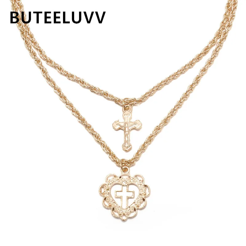 Женское короткое ожерелье с цепочкой BUTEELUVV элегантное Двухслойное Золотистое