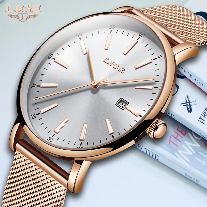 2019 новые женские часы Топ бренд Роскошные наручные ультратонкие из нержавеющей