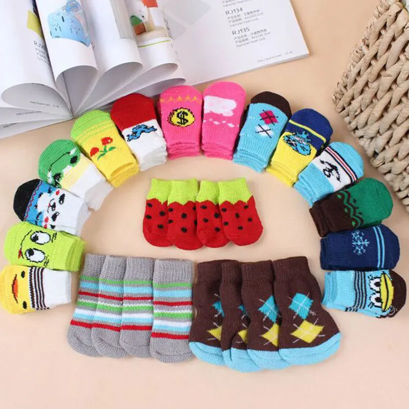 4 pcs/set Wholesale Pet Products Dog Supplies Socks Boots Shoes Indoor Anti-slip More Colors Mixture | Дом и сад