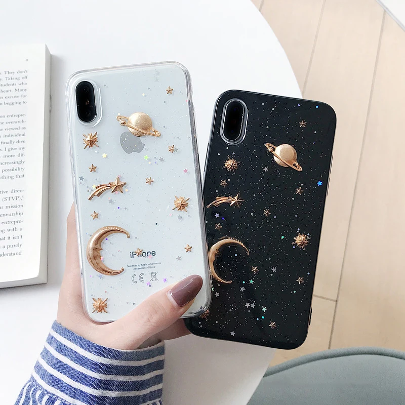 GlamPhoneCase Glitter Starry Moon Phone Case For iPhone XS Max XR X 8 7 6S 6 Plus Soft Back Cover |