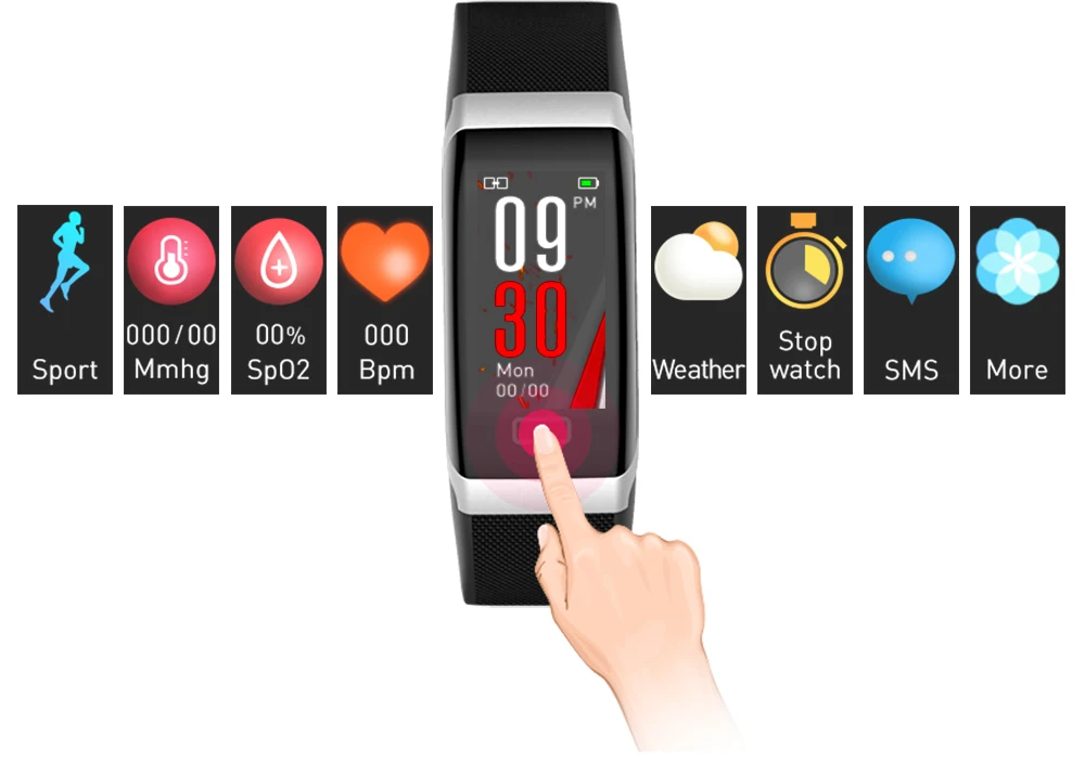 HUACP R7 Smart Watch Sport монитор сердечного ритма крови Давление фотоплетизмографический(PPG) фитнес-трекер здоровья наручные браслет USB для зарядки