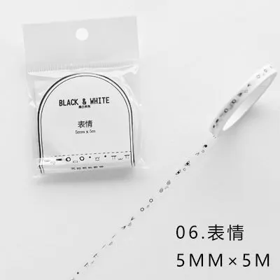 expression 5mmX5m JIANWU 1 шт. 15 мм X 5 м черно-белая серия основа васи лента украшение для ноутбука скрапбук DIY офисные изделия и канцелярские принадлежности - Цвет: expression 5mmX5m