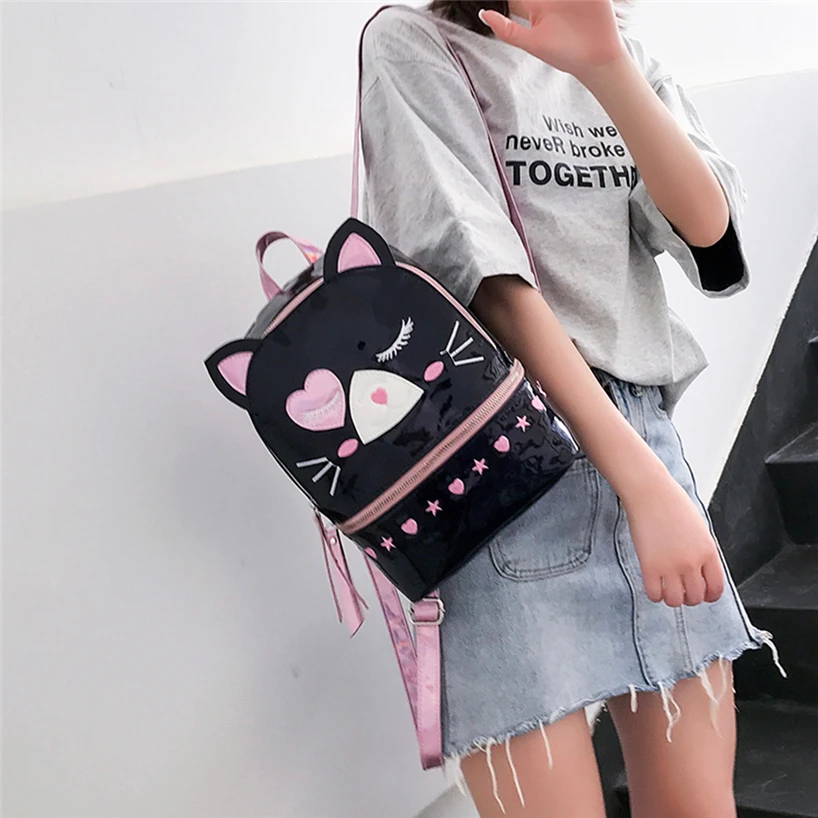 Aelicy милый кот мультфильм рюкзаки для женщин Мода Новые милые школьные сумки для девочек мода лазер личности лазерные рюкзаки водонепроницаемый