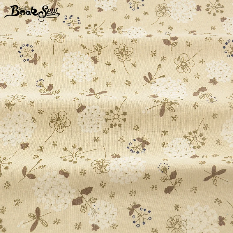 Хлопок лен ткань цветочный дизайн швейный материал скатерть подушка сумка для