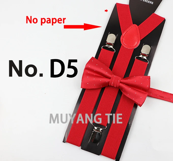 Soild Color Man Polyester Belt Bow Tie Set Woman Men's Suspenders Butterfly Clip-on Y-Back Braces Elastic Women Adjustable