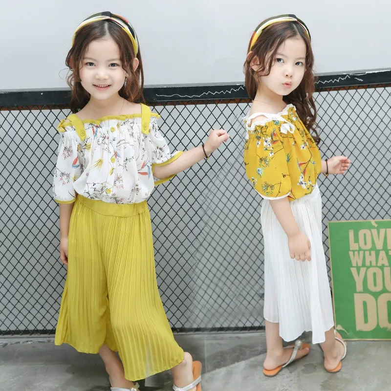 2 шт. шифоновый комплект одежды для девочек 90 130 см|fashion girl clothing|girls clothinggirls fashion clothing