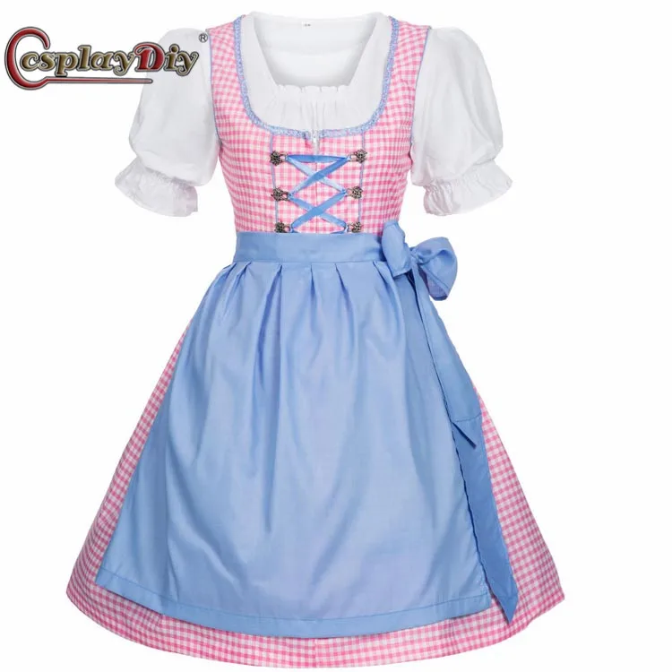 

Cosplaydiy Women's Germany Dirndl Maid Dress Beer Festival Costume Oktoberfest Cosplay Fancy Lolita Dress+Apron+Blouse J15