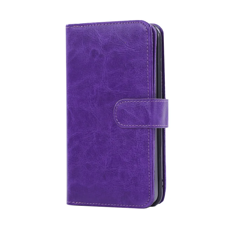 purple 2 в 1 кожаный чехол-кошелек для телефона iphone 6 6 S 7 8 PLUS X XS XR MAX панель для телефона Адсорбция кронштейн слот фоторамки флип - Цвет: purple