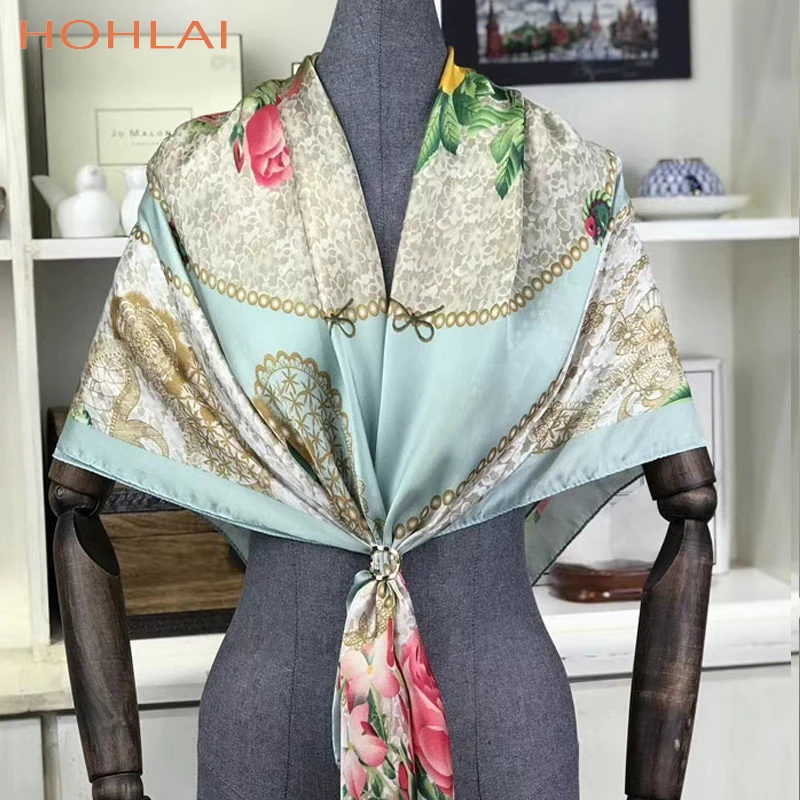 Женский Элегантный квадратный шелковый шарф модная шаль из полиэстера розового