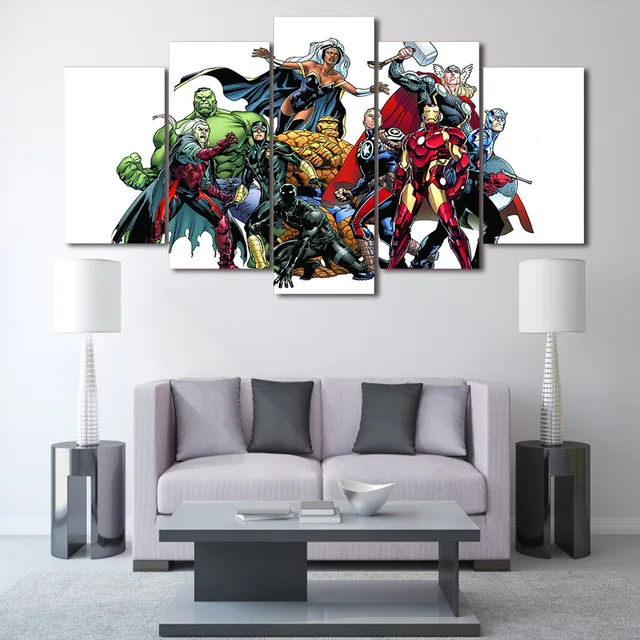 HD печати 5 шт. холсте Marvel герой комиксов Живопись стены комнаты украшения Unframed |