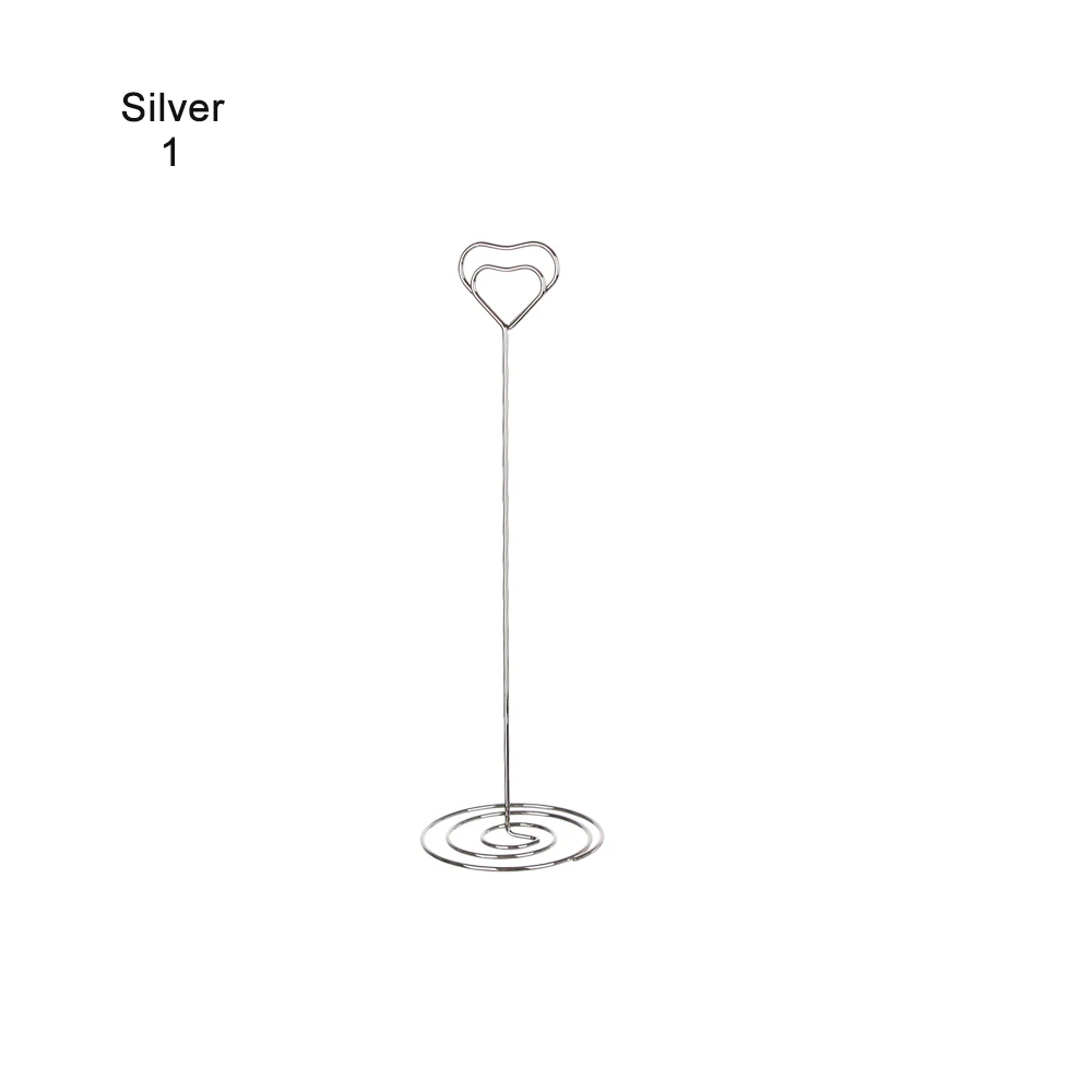 Style 2 - silver 1 9 видов стилей, модный металлический держатель для карт, классный Свадебный настольный декор, фото папка, романтическая форма сердца, зажимы, подставка - Цвет: Style 2 - silver 1