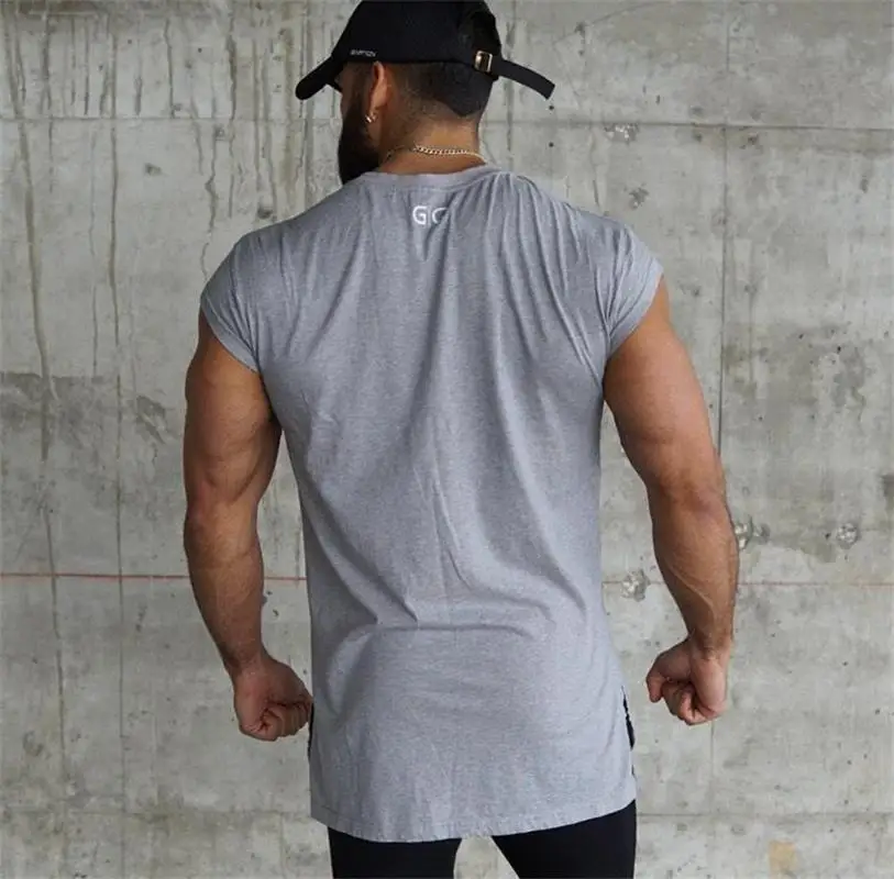 Мужские Футболка с коротким рукавом Slim Fit повседневное Блузка Топы летние костюмы Мышцы Тройник