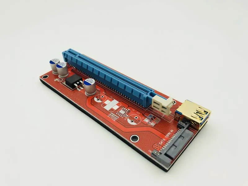 10 шт. 008 красная плата 3 светодиодных PCI Express Riser Card E 1x к 16x расширитель адаптер карта