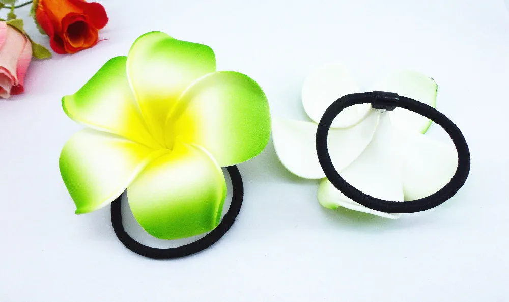 Фото 20 Новый зеленый цвет пена Гавайский цветок Плюмерия Франгипани невесты резинки