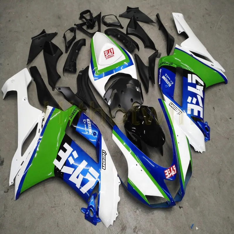 L Пользовательский Корпус мотоцикла для Kawasaki ZX-6R 07-08 636 ZX6R обтекатель zx6r 2007 2008+ свободные болты+ серебристый черный M2 - Цвет: L