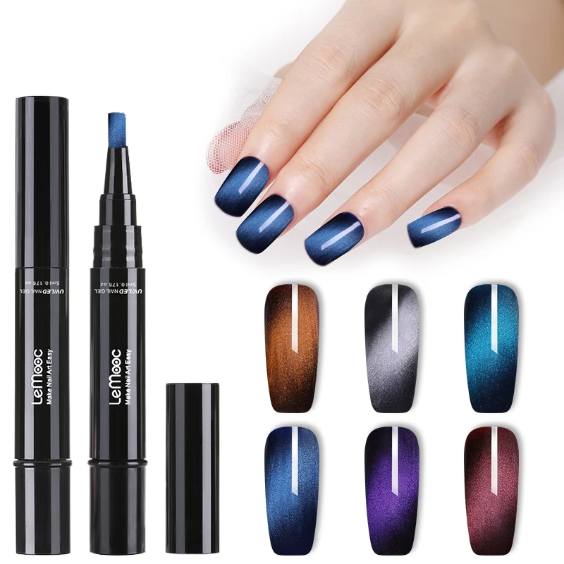 LEMOOC 5ml Wide 3D Magnetic Cat Eye Nail Gel Polish Pen Vernis Semi Permanant UV Soak Off Art | Красота и здоровье