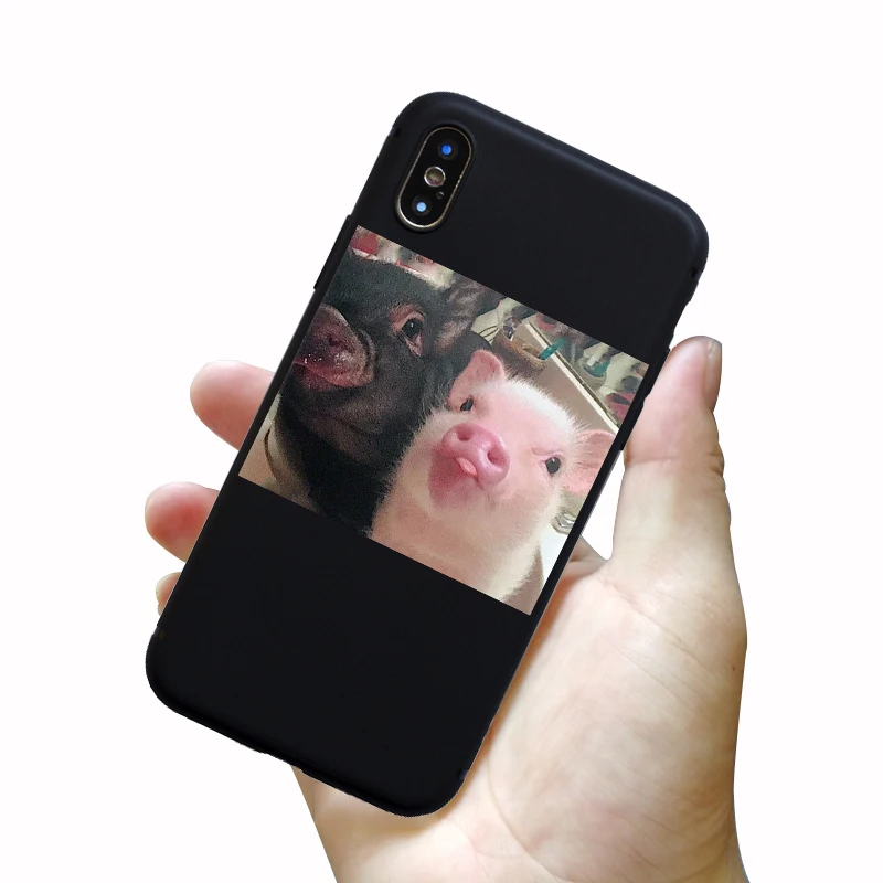 Чехол для iphone X S R Max с милым принтом свинки патроны 5 6 7 8 plus 11 prosoft TPU задняя крышка