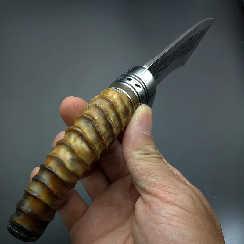 Новый дамасский боевой меч Рога Ручка дамасское лезвие охотничий нож Рыбалка