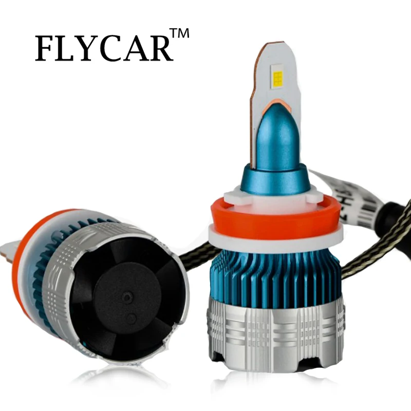 FLYCAR Мини Размер турбо светодиодные фары лампы Авто Противотуманные H1 H3 H7 H8/H11 9005/HB3