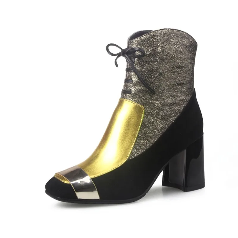 Prova Perfetto/Новинка; Роскошные теплые ботильоны золотистого цвета; zapatos mujer Tacon; женская обувь на высоком каблуке из натуральной кожи; женские ботинки