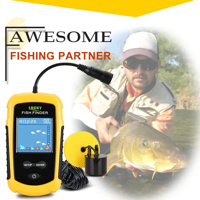 Lucky Fishfinder Сигнализация 100 м Портативный Sonar ЖК дисплей рыболокаторы рыболовные