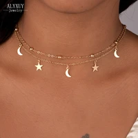 new fashion jewelry 2 layer star moon choker necklace nice gift for women girl order 3 pieces have 15 off n2076