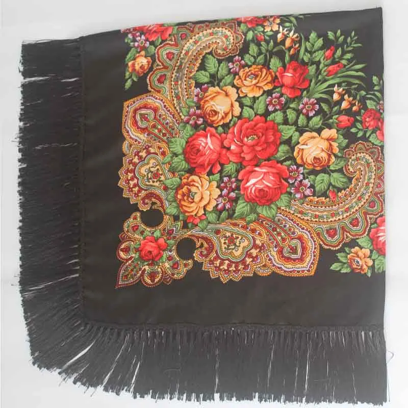 17 Luxury Brand Winter Russian Fringe Big Scarves Floral Printed Scarf Shawl Gift Cotton Lady Warm Square Wrap Sunshade Scarves - Цвет: 17