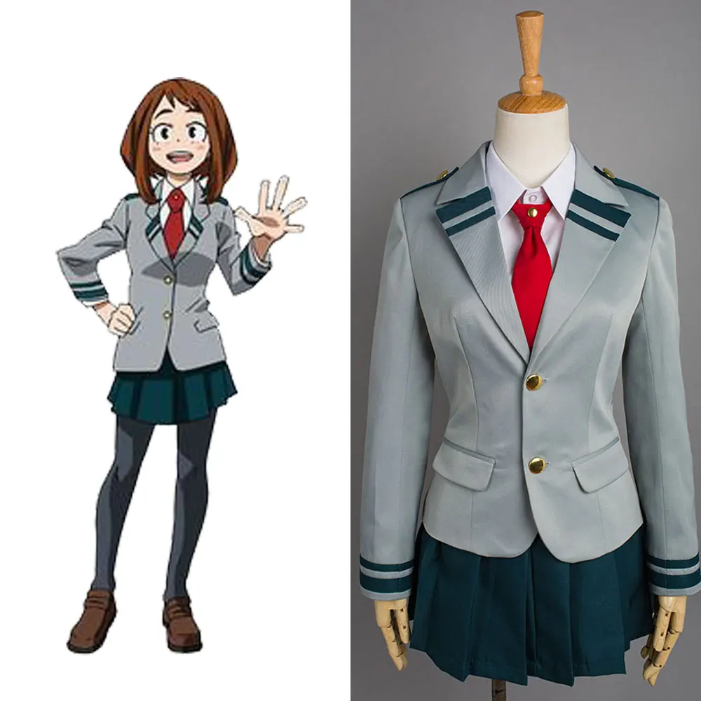 

Anime Boku no Hero Academia Midoriya Izuku Bakugou Katsuki Gray My Hero Academia OCHACO URARAKA School Uniform Full Set Cosplay