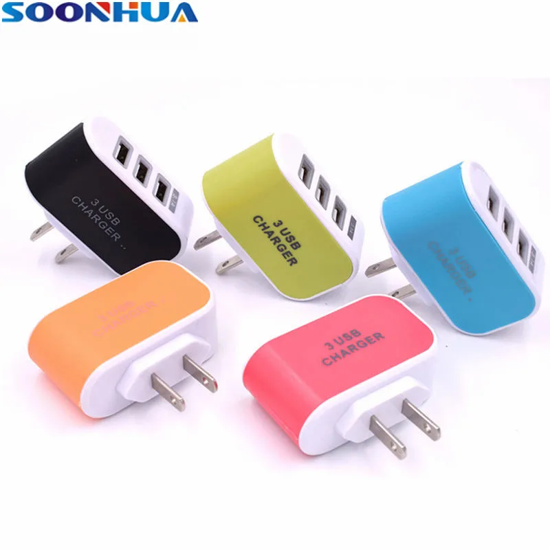 Универсальное настенное зарядное устройство SOONHUA с 3 USB-портами адаптер для