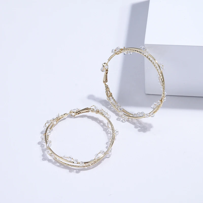 YMYW Exquisite Romantic Crystal Handmade Hoop Earrings Copper Statement Luxury 16 K Metal for Women Bride Jewelry 2019 | Украшения и